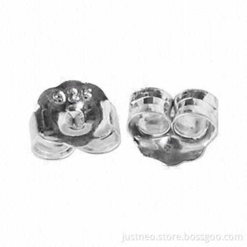 Solid 925 sterling silver ear-nut earrings, butterfly backs
